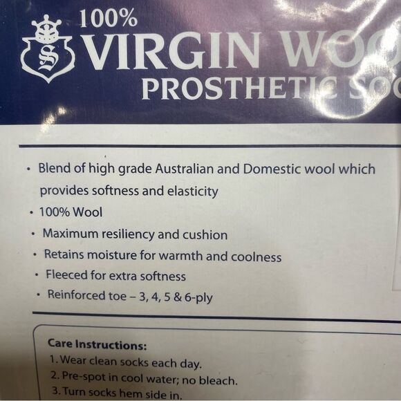 Lot of 3 100% Virgin Wool Prosthetic Sock 1HS31212 New in Packages Made in USA - Picture 4 of 9